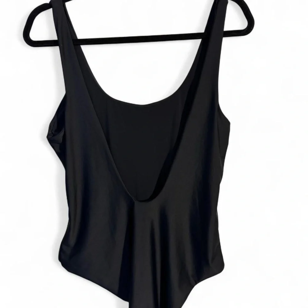 Onia Black Solid Square Neck One-Piece Swimsuit Women's Size Large (estimated)